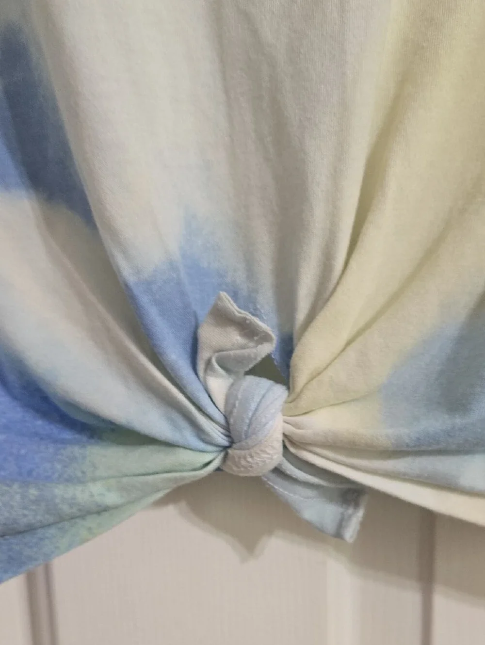Champion Women's Tie-Dye Knot Front Tee - Light Blue & Pale Yellow